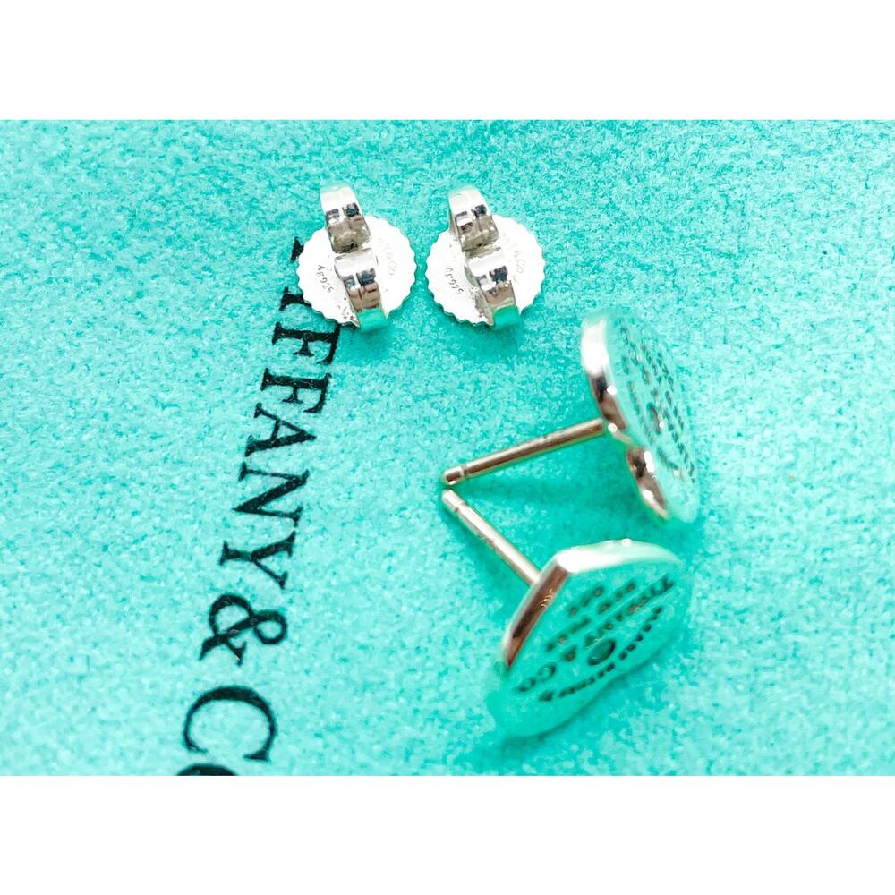 Tiffany & Co. Return to Tiffany Mini Heart Diamond Sterling Silver Stud Earrings - Picture 4 of 14